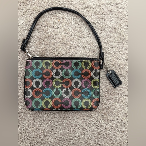 Coach small black and colorful wristlet 6” x 4” zipper.  Gently used - Picture 3 of 6